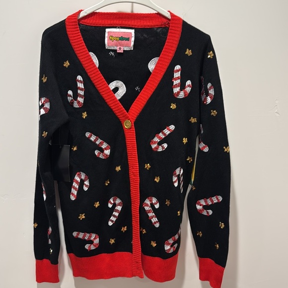 Tipsy Elves Womens NWT Ugly Christmas Cookie Cutter 4 Button Cardigan Sweater - Picture 2 of 7